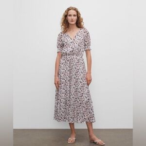 CLUB MONACO Floral Smocked Cuff Pleated Dress